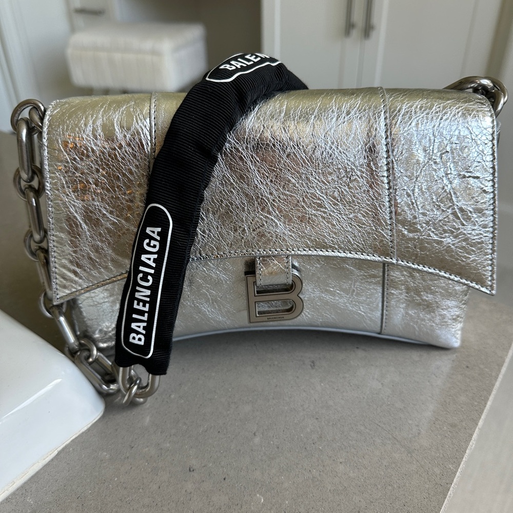 NWOT Silver Balenciaga Downtown Bag